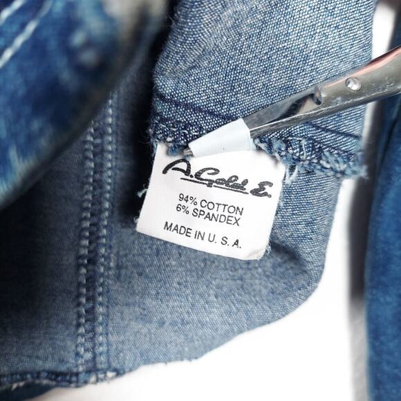 Agolde Denim Blue Jean Shirt A.G.E. A Gold E Button Front Pockets Size Small - Picture 5 of 6